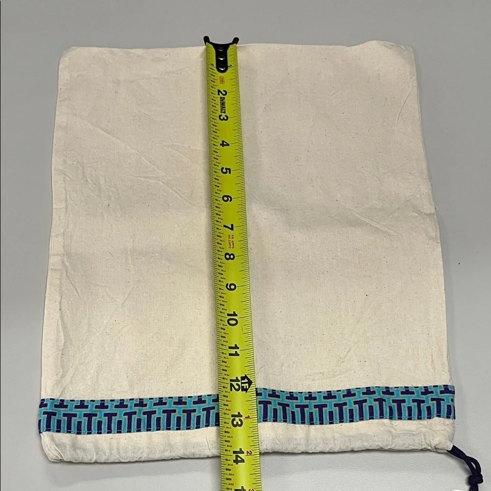 Tory Burch Cream Dust Bag with Blue Trim & gold tone logo
